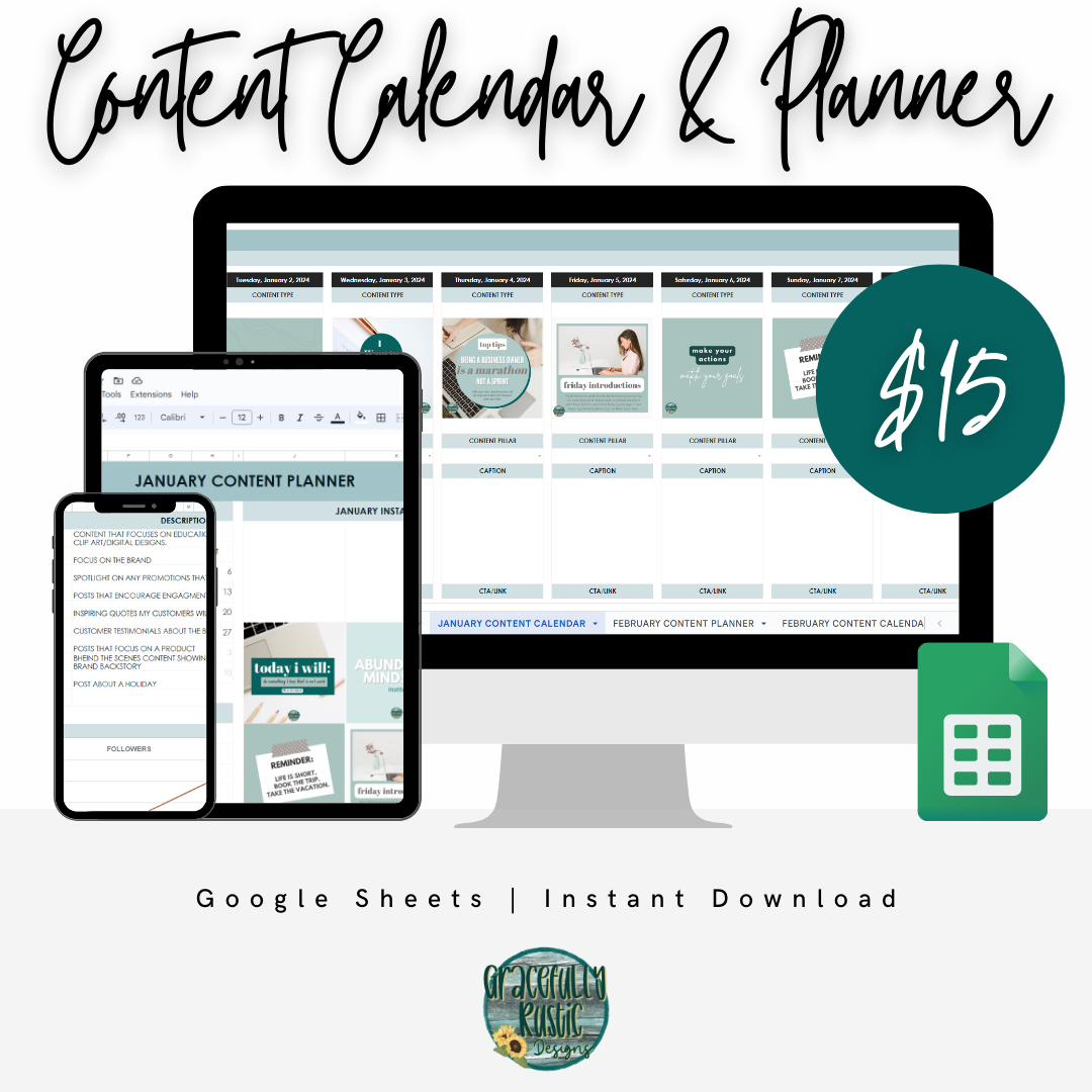 Social Media Content Calendar & Planner | Google Sheets Spreadsheet Template