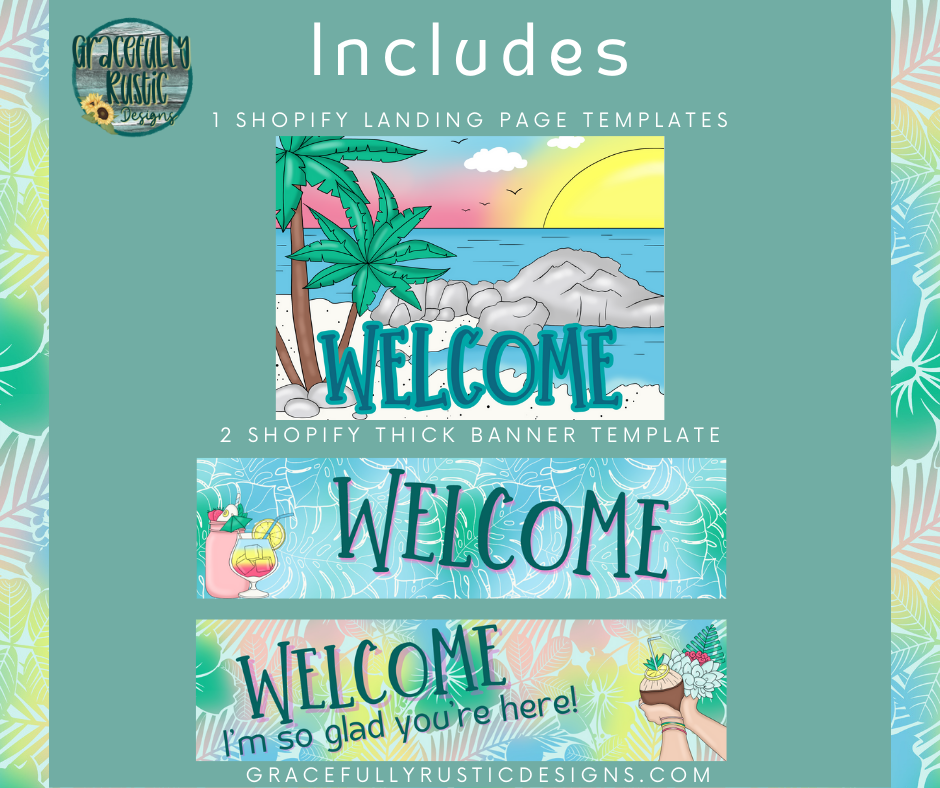 Beach Vibes Business Website Graphics Template Bundle