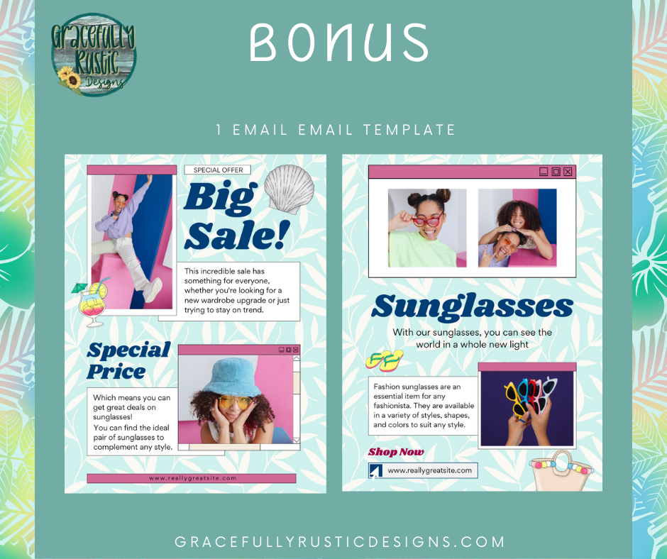 Beach Vibes Business Website Graphics Template Bundle