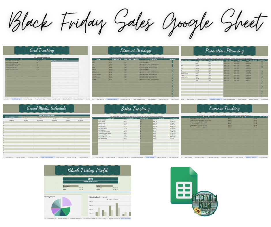 Black Friday Planner & Tracker | Google Sheets Spreadsheet Template