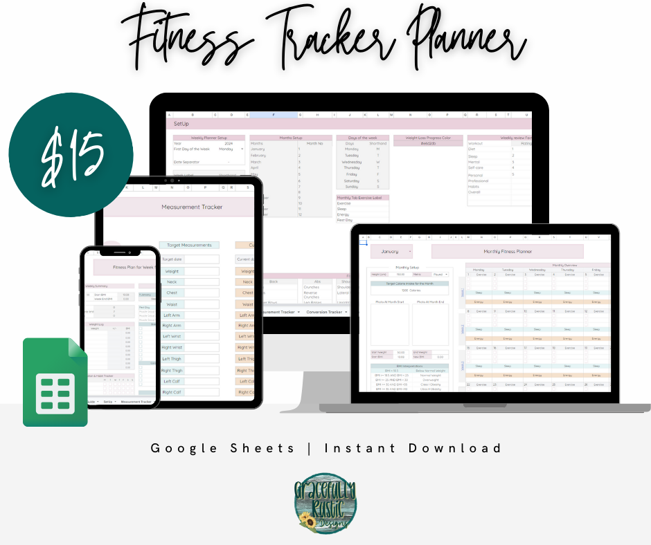 Fitness Tracker Planner | Google Sheets Spreadsheet