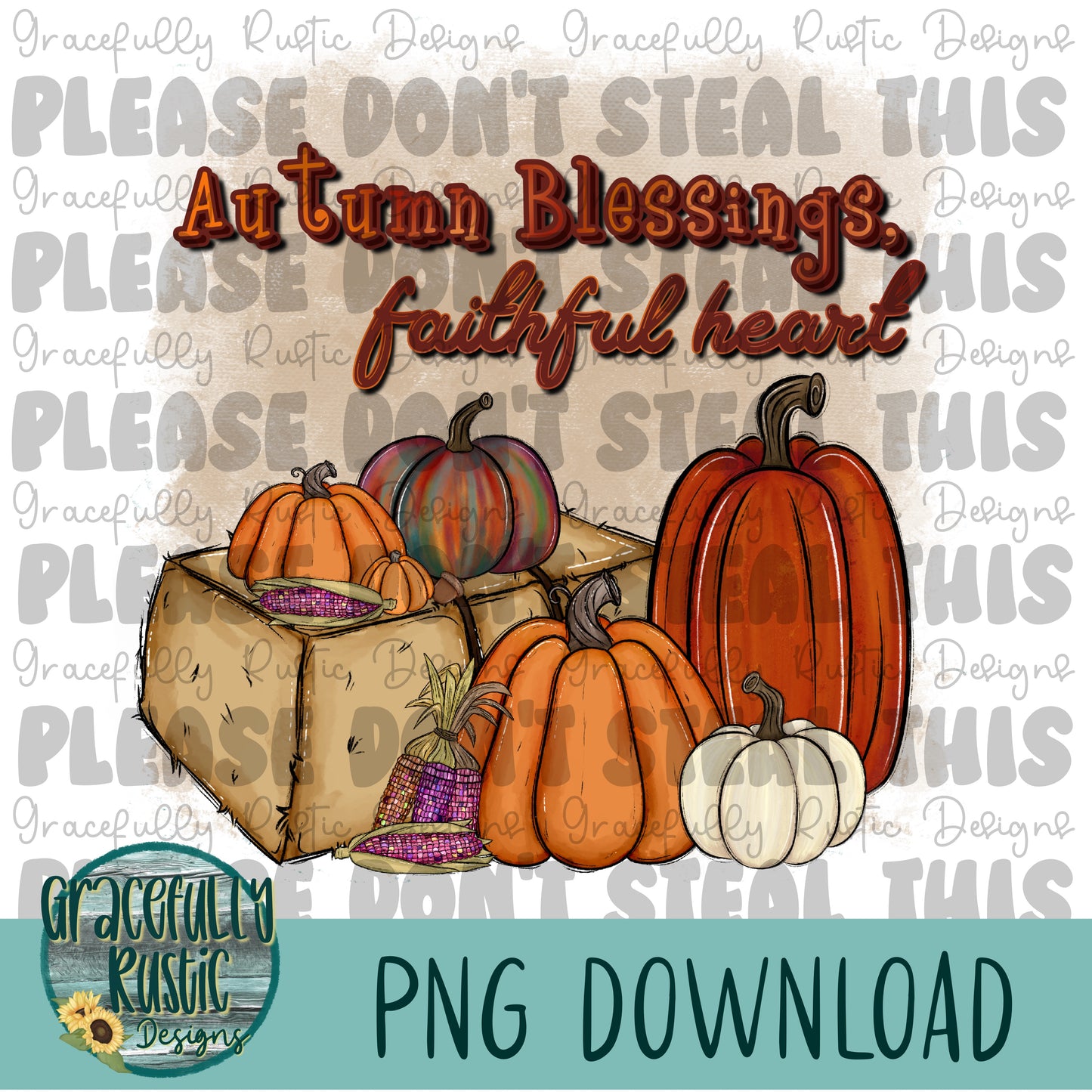 Autumn Blessings Faithful Heart | Full Color | PNG