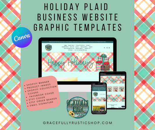 Holiday Plaid Business Website Graphics Template Bundle