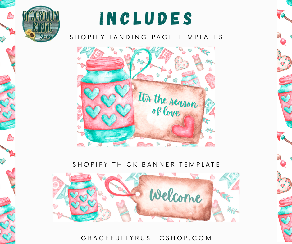 Vintage Valentines Business Website Graphics Template Bundle