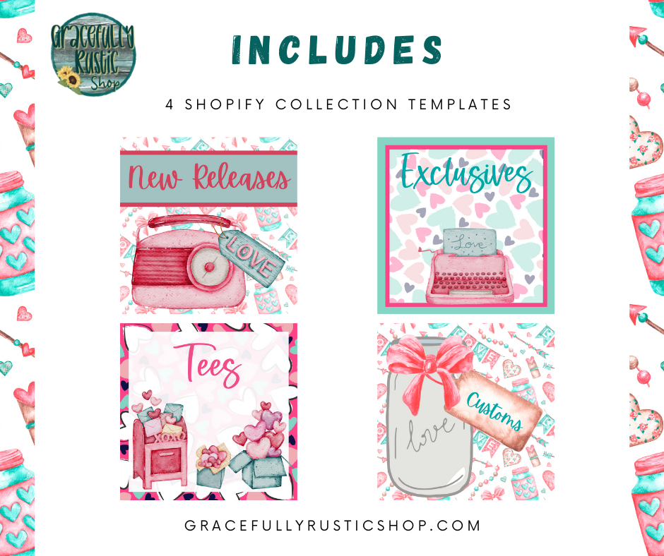 Vintage Valentines Business Website Graphics Template Bundle