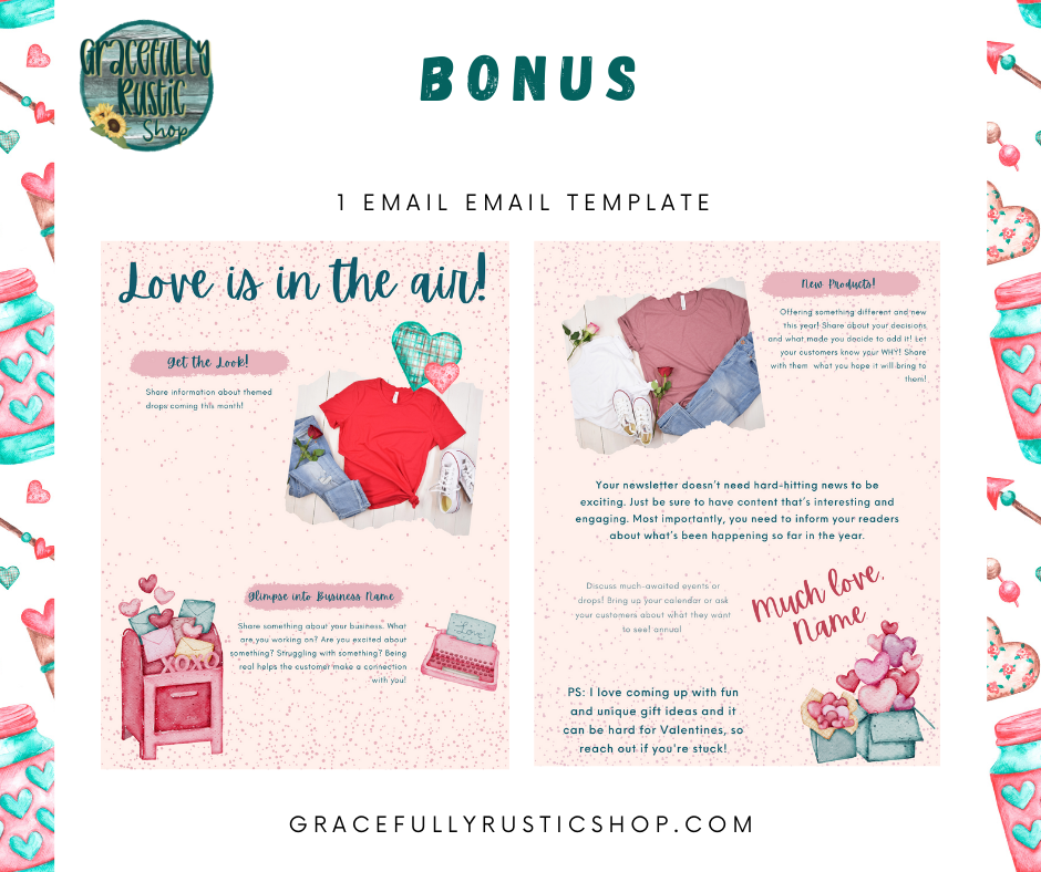 Vintage Valentines Business Website Graphics Template Bundle