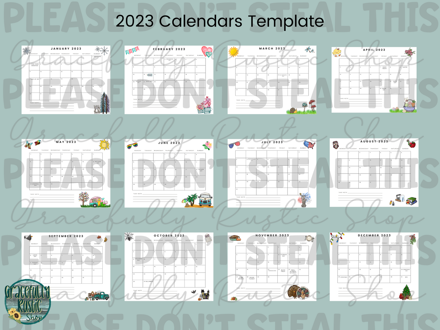 2023 Calendars Canva Template