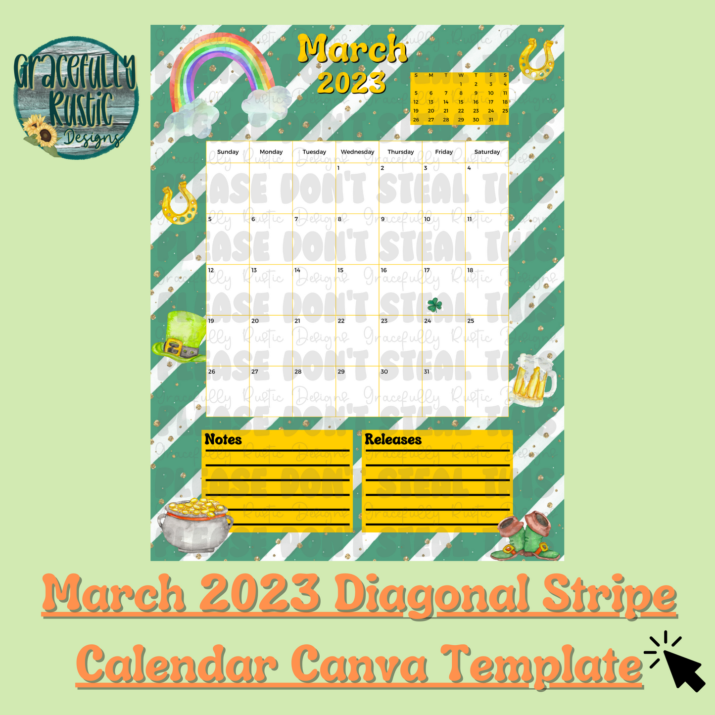 March 2023 Calendars Canva Template