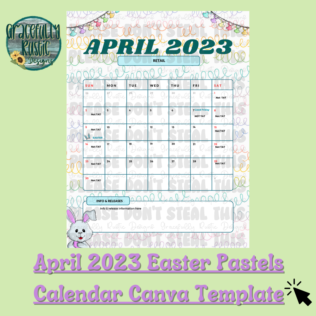 April 2023 Calendar Canva Template