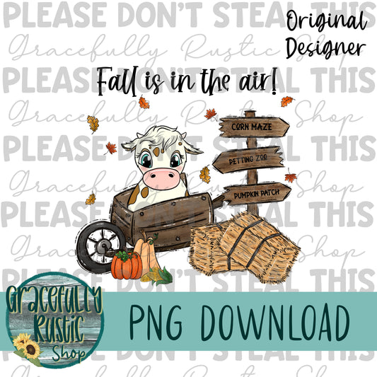 Fall is in the air | Cute Brown Spotted Cow | Full Color | PNG