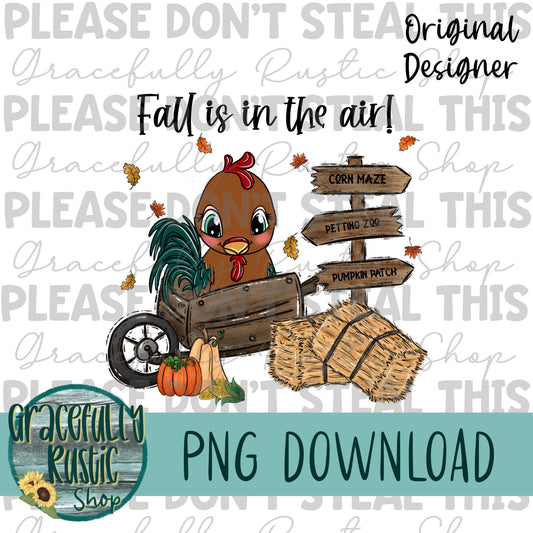 Fall is in the air | Cute Rooster | Full Color | PNG