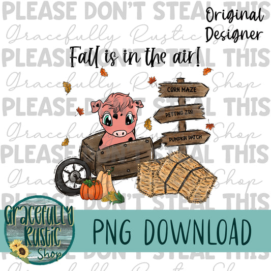 Fall is in the air | Cute Pig | Full Color | PNG