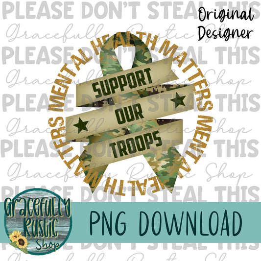 Mental Health Matters | Support Our Troops | Full Color | PNG