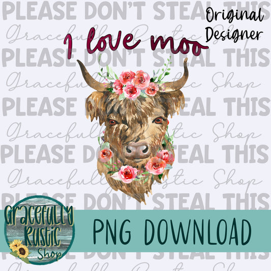 I love moo | Full Color | PNG