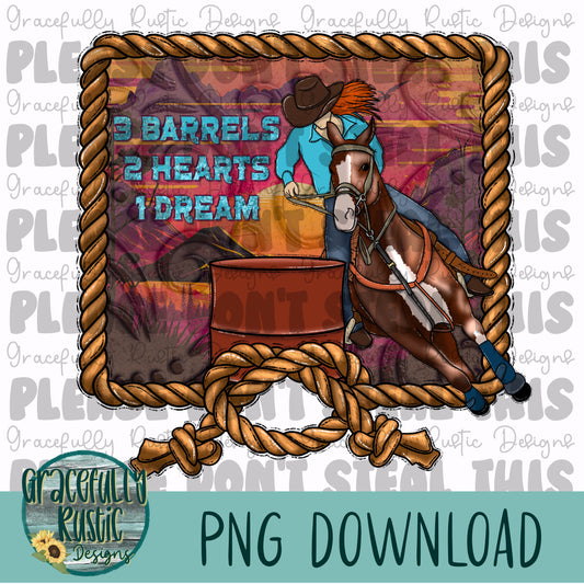 3 Barrels | Barrel Racing | Rodeo | Full Color | PNG