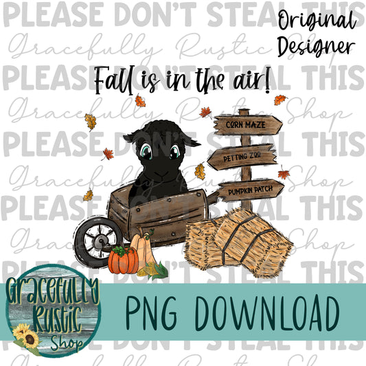 Fall is in the air | Cute Black Sheep | Full Color | PNG