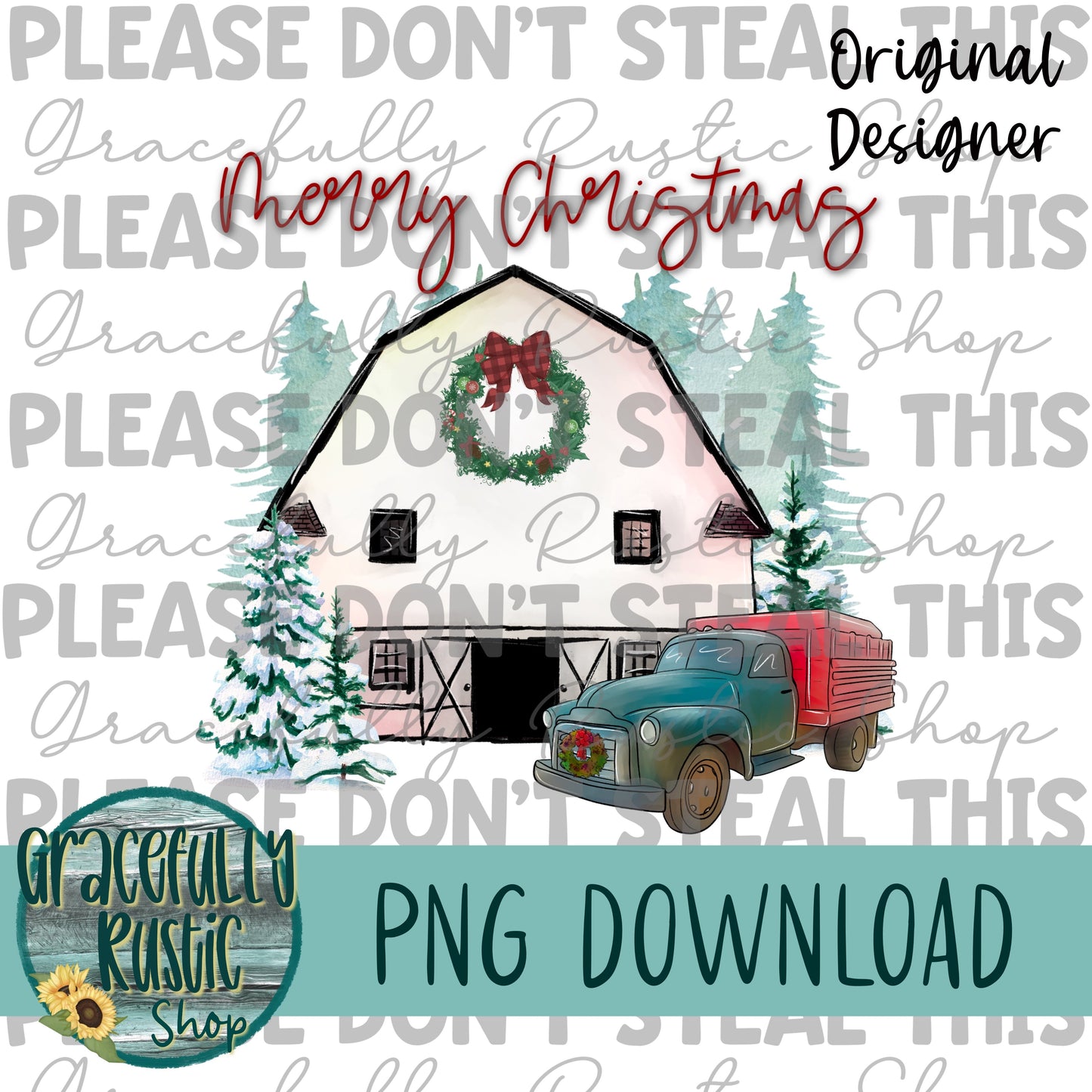 Merry Christmas - Barn | Full Color | PNG