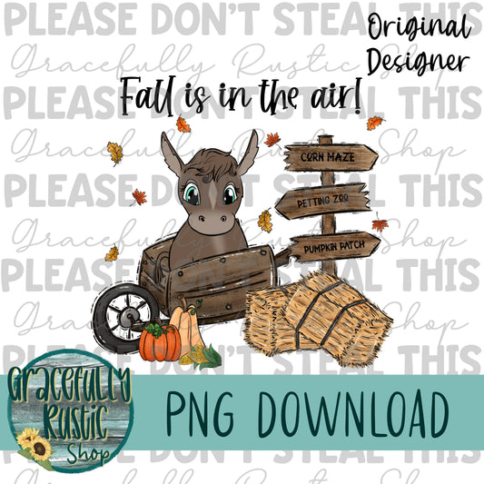 Fall is in the air | Cute Donkey | Full Color | PNG