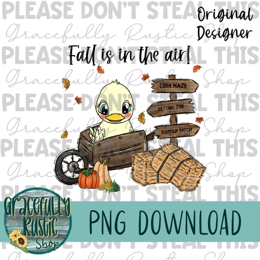 Fall is in the air | Cute Duck | Full Color | PNG