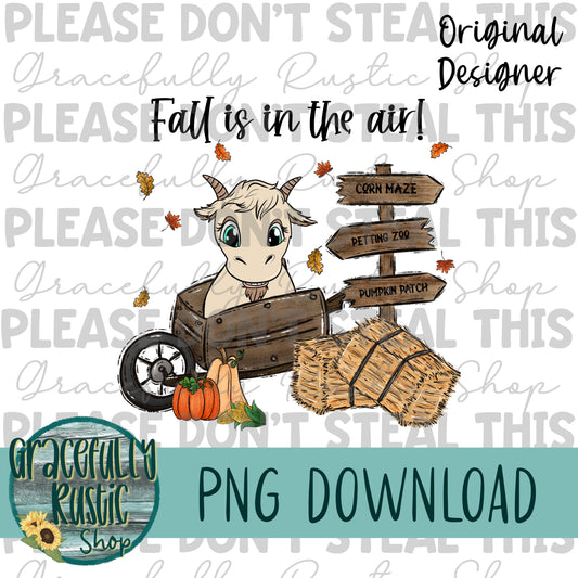 Fall is in the air | Cute Goat | Full Color | PNG