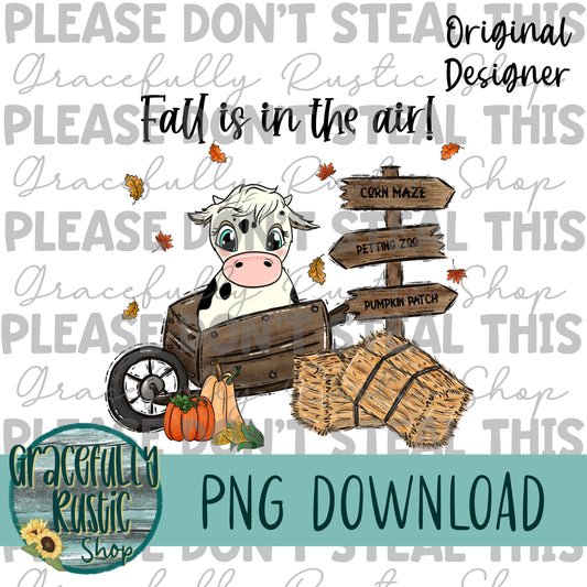 Fall is in the air | Cute Cow | Full Color | PNG