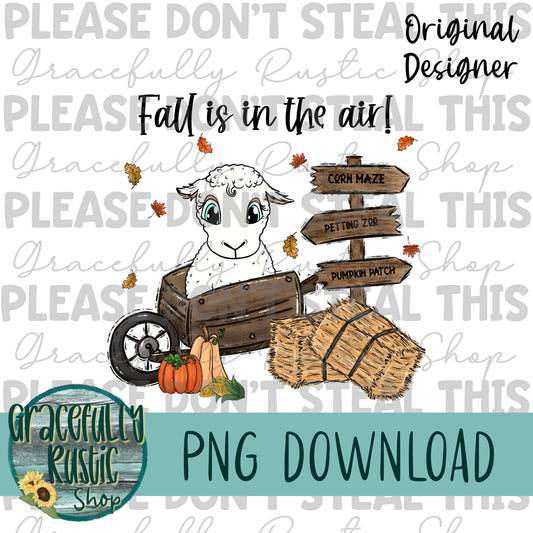 Fall is in the air | Cute White Sheep | Full Color | PNG