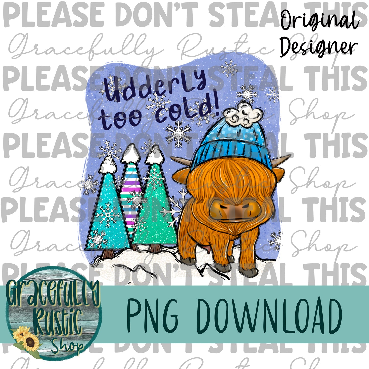 Udderly too cold! | Full Color | PNG