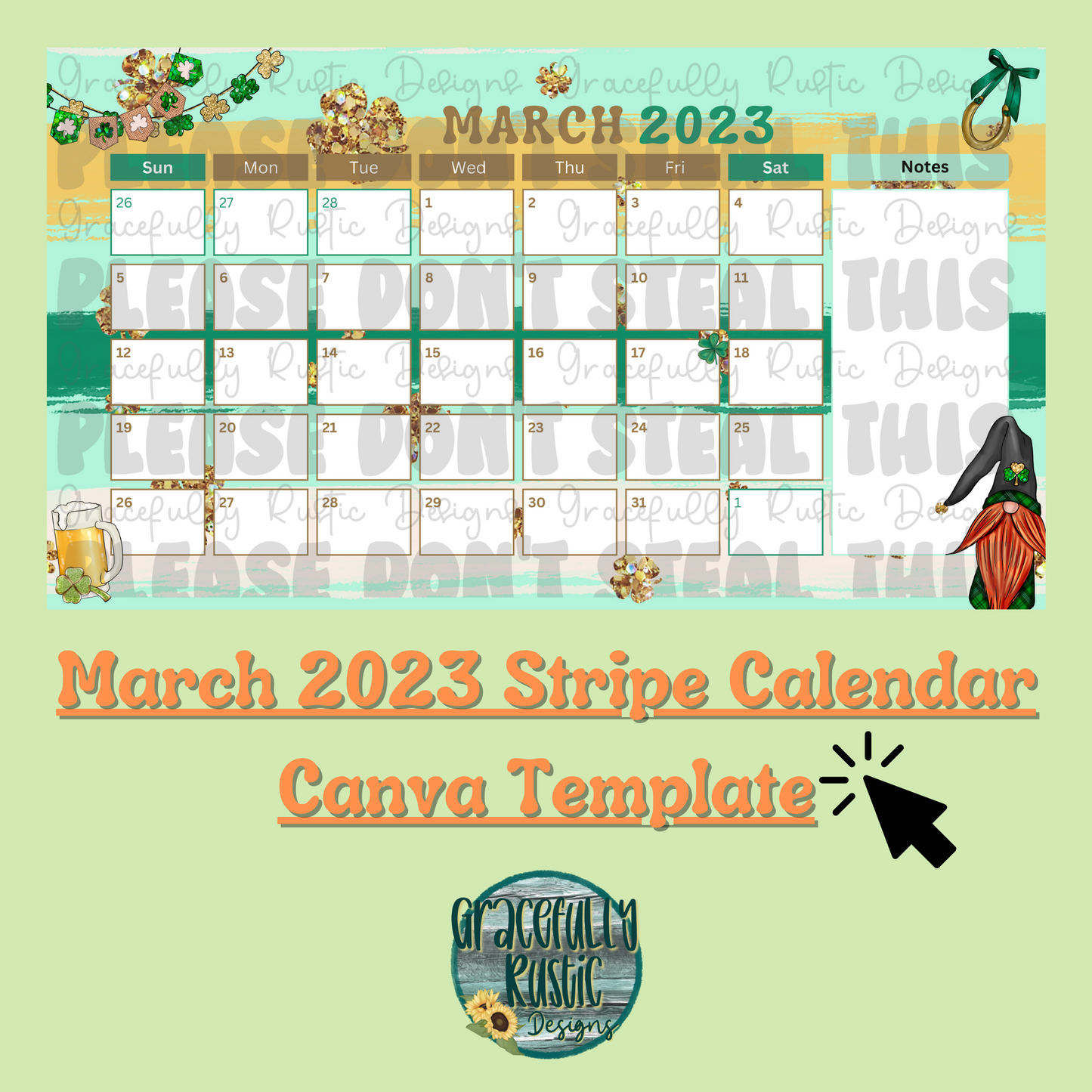 March 2023 Calendars Canva Template